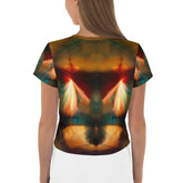 Close-up of SurArt 112 crop tee showcasing the detailed print design.